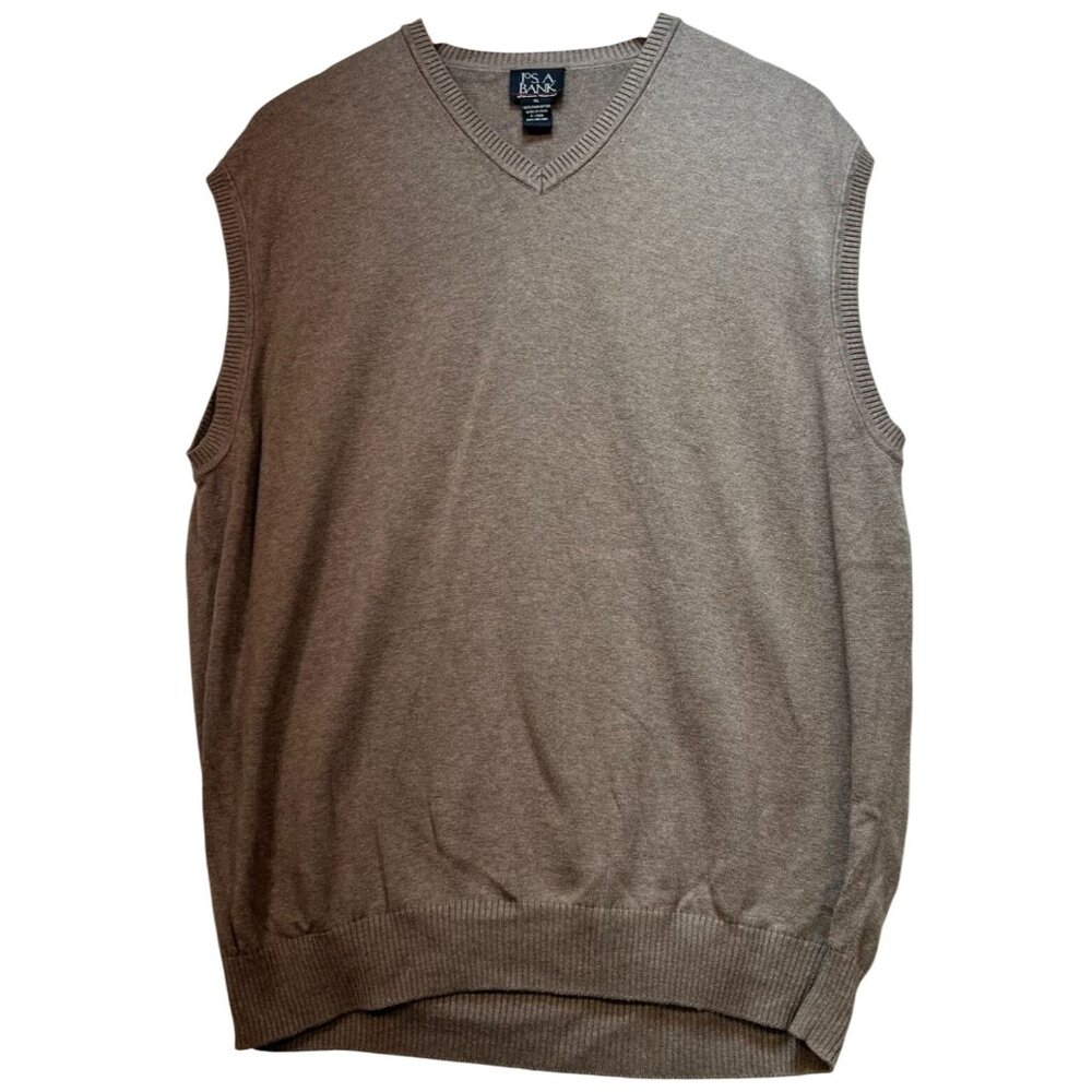 Jos. A. Bank Men's Pima Cotton V Neck Sweater Vest Pullover Size XL Light Brown